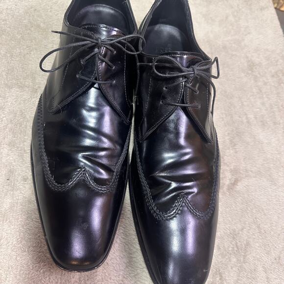 Vintage Hugo Boss Black Leather Split Toe Derby Dress Shoes Men’s Formal Lace Up